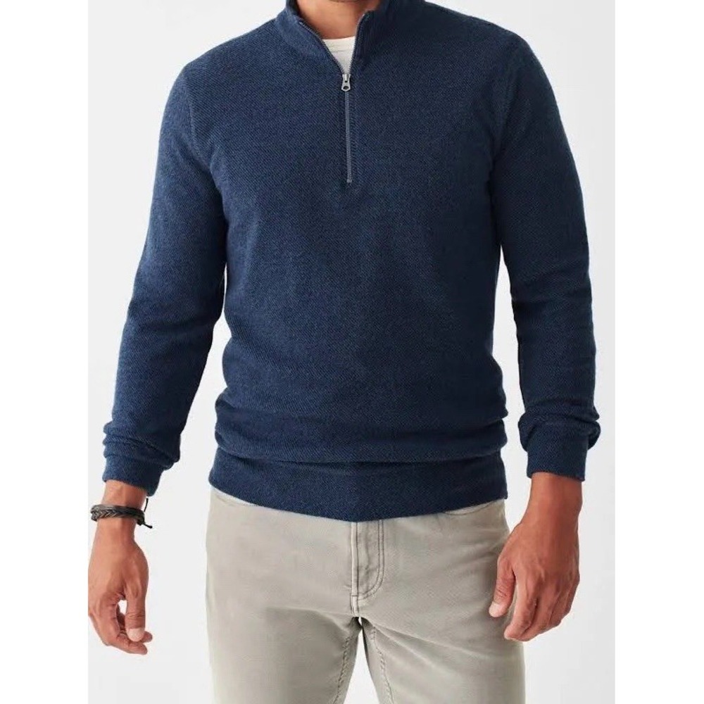 Faherty Legend Sweater Quarter Zip Men's Size Medium Navy Twill